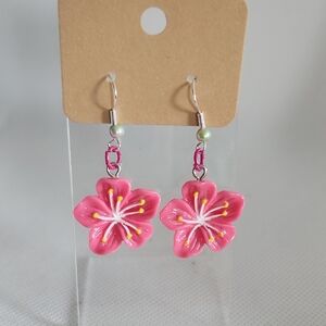 Dark Pink Orchid Earrings